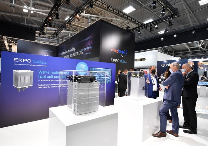 At IAA Mobility 2021, EKPO Fuel Cell Technologies presented various next-generation fuel cell stack platforms with improved design and higher performance, © EKPO Fuel Cell Technologies At IAA Mobility 2021, EKPO Fuel Cell Technologies presented various next-generation fuel cell stack platforms with improved design and higher performance, © EKPO Fuel Cell Technologies