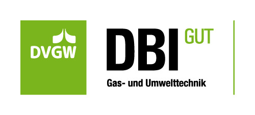 DVGW DBI GUT-Logo mit grüner und schwarzer Schrift, darunter der Schriftzug "Gas- und Umwelttechnik". DBI